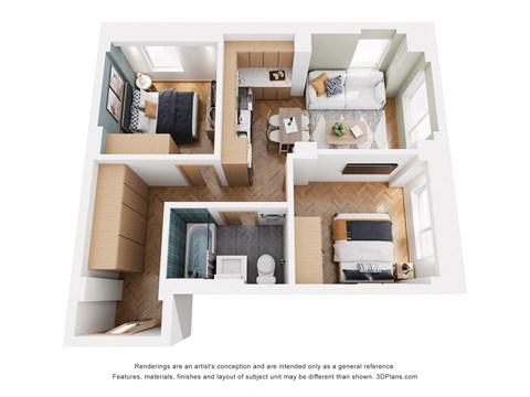 Floor plan for 2 beds, 1 bath, 600 sqft